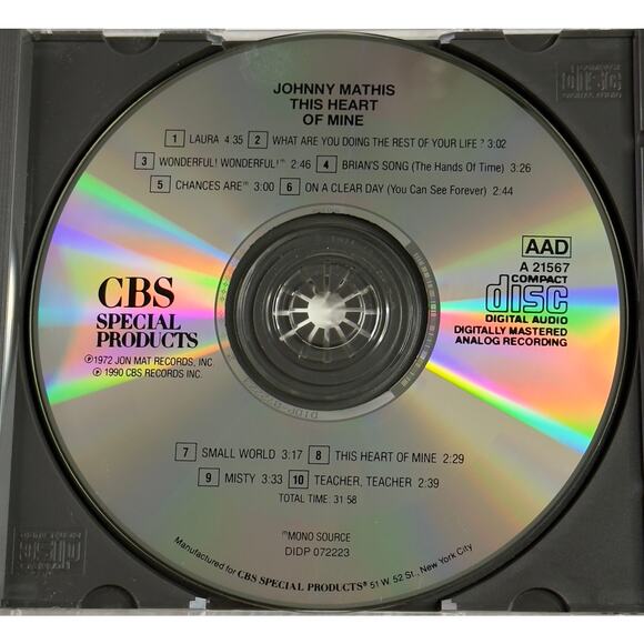 Johnny Mathis – This Heart of Mine CD 1990 Sony Music A21567 CBS Special Product - Picture 5 of 6